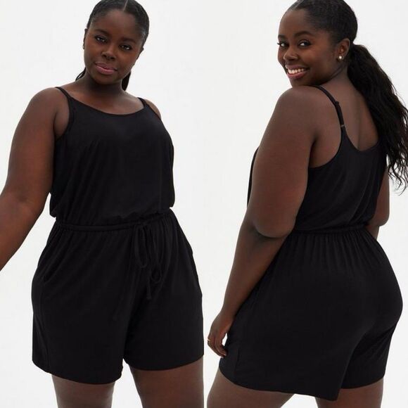 Torrid Black Romper Jumpsuit Women’s Size 3 3X Summer Casual Vacation Stretch - Picture 1 of 13